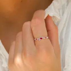 pink zirkon ring i sølv - Bubbly Twist