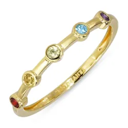 multifarvet zirkon ring i forgyldt sølv - Bubbly Twist