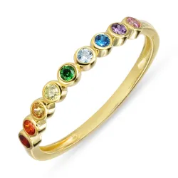 multifarvet zirkon ring i forgyldt sølv - Bubbly Twist