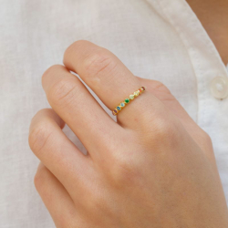 multifarvet zirkon ring i forgyldt sølv - Bubbly Twist