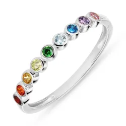 multifarvet zirkon ring i sølv - Bubbly Twist