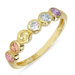 multifarvet zirkon ring i forgyldt sølv - Bubbly Twist