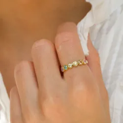 multifarvet zirkon ring i forgyldt sølv - Bubbly Twist