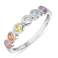 multifarvet zirkon ring i sølv - Bubbly Twist