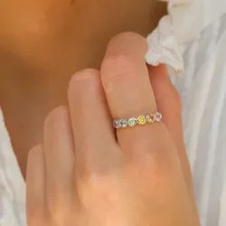 multifarvet zirkon ring i sølv - Bubbly Twist