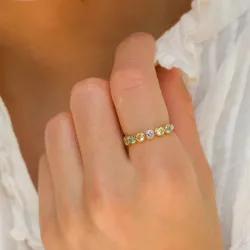 multifarvet zirkon ring i forgyldt sølv - Bubbly Twist