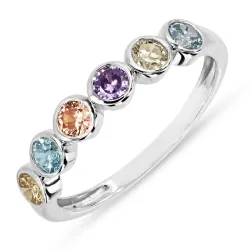 multifarvet zirkon ring i sølv - Bubbly Twist