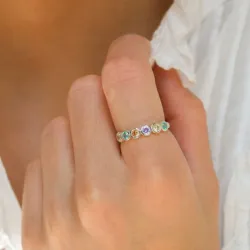 multifarvet zirkon ring i sølv - Bubbly Twist