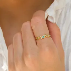 multifarvet zirkon ring i forgyldt sølv - Bubbly Twist