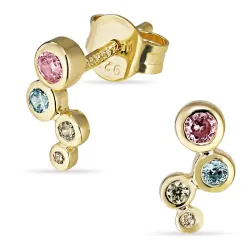 multifarvede zirkon ørestikker i forgyldt sølv - Bubbly Twist