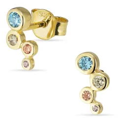 multifarvede zirkon ørestikker i forgyldt sølv - Bubbly Twist