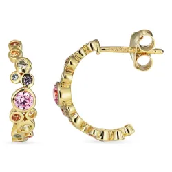 multifarvede zirkon halvcreoler i forgyldt sølv - Bubbly Twist