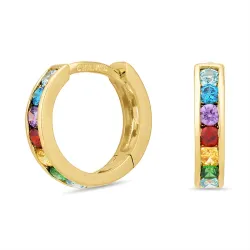 multifarvede zirkon creoler i forgyldt sølv