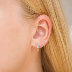 multifarvede zirkon creoler i forgyldt sølv