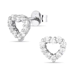 hjerte zirkon ørestikker i sølv