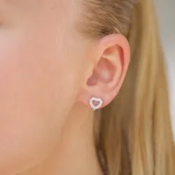 hjerte multifarvede zirkon ørestikker i sølv