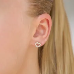 hjerte multifarvede zirkon ørestikker i forgyldt sølv