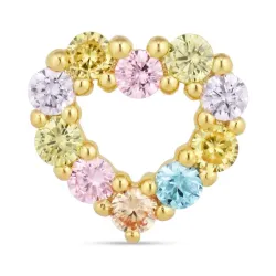 hjerte multifarvet zirkon vedhæng i forgyldt sølv