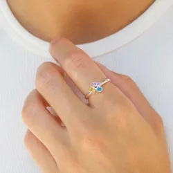 multifarvet zirkon ring i sølv