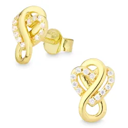 infinity zirkon øreringe i forgyldt sølv