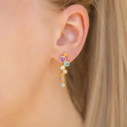 multifarvet zirkon øreringe i forgyldt sølv - Bubbly Twist