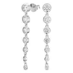 lange zirkon øreringe i sølv - Bubbly Sparkle