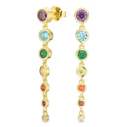 lange multifarvet zirkon øreringe i forgyldt sølv - Bubbly Twist