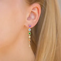 lange multifarvet zirkon øreringe i forgyldt sølv - Bubbly Twist