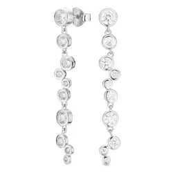lange zirkon øreringe i sølv - Bubbly Sparkle