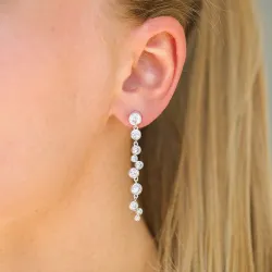 lange zirkon øreringe i sølv - Bubbly Sparkle