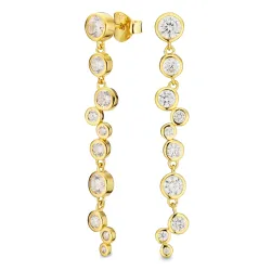 lange zirkon øreringe i forgyldt sølv - Bubbly Sparkle