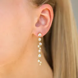 lange zirkon øreringe i forgyldt sølv - Bubbly Sparkle