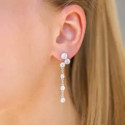 lange zirkon øreringe i sølv - Bubbly Sparkle
