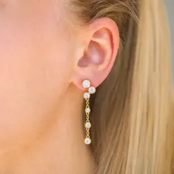 lange zirkon øreringe i forgyldt sølv - Bubbly Sparkle