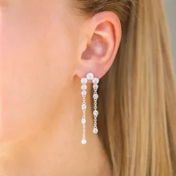 lange zirkon øreringe i sølv - Bubbly Sparkle
