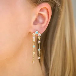 lange multifarvet zirkon øreringe i forgyldt sølv - Bubbly Twist