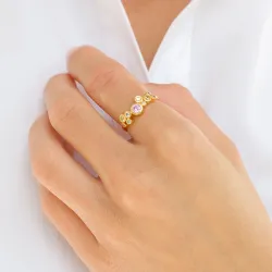 multifarvet zirkon ring i forgyldt sølv - Bubbly Twist