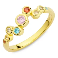 multifarvet zirkon ring i forgyldt sølv - Bubbly Twist