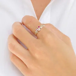 multifarvet zirkon ring i sølv - Bubbly Twist