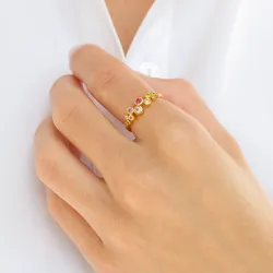 multifarvet zirkon ring i forgyldt sølv - Bubbly Twist