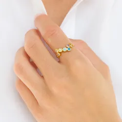 multifarvet zirkon ring i forgyldt sølv - Bubbly Twist