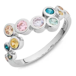 multifarvet zirkon ring i sølv - Bubbly Twist