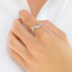 multifarvet zirkon ring i sølv - Bubbly Twist