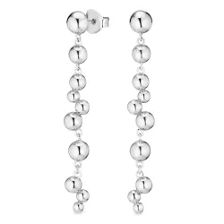 lange øreringe i sølv - Bubbly Pure