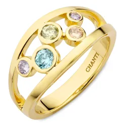 multifarvet zirkon ring i forgyldt sølv - Bubbly Twist