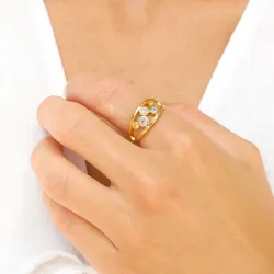 multifarvet zirkon ring i forgyldt sølv - Bubbly Twist