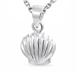 skaller halskæde i sølv med vedhæng i sølv