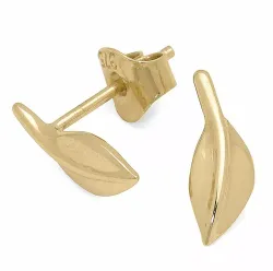 Yndige blad ørestikker i 9 karat guld