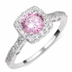 lyserød zirkon ring i sølv