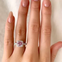 lyserød zirkon ring i sølv